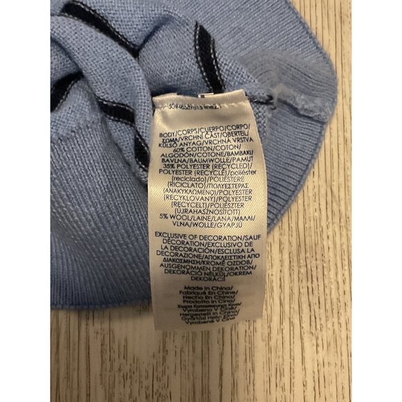 Chaps Mens Large Blue Black Striped Quarter-Zip Pullover Sweater - Picture 7 of 7